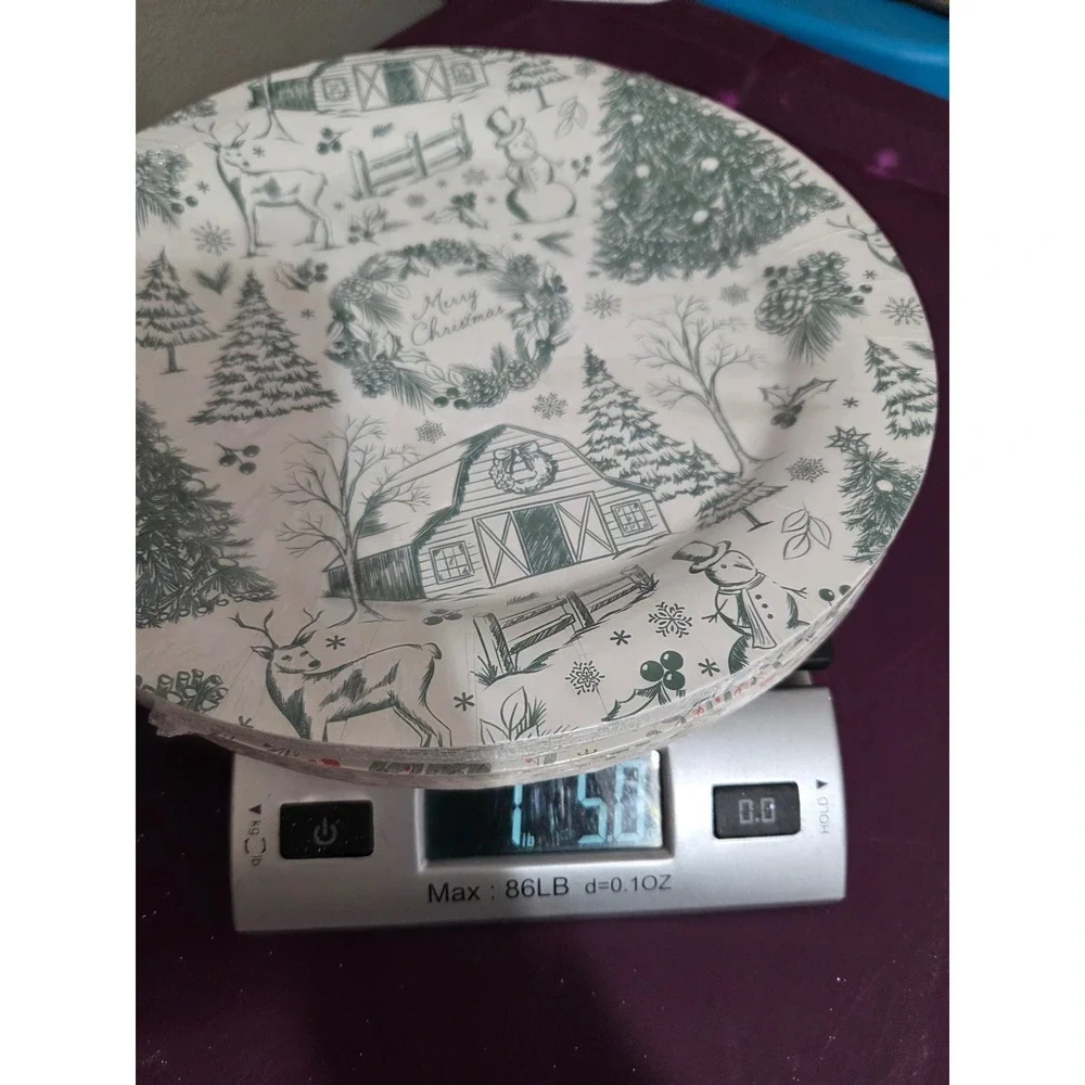 Peppermint & Pine Christmas Paper Dinner Plates 10 Inch 24 Count Holiday Set